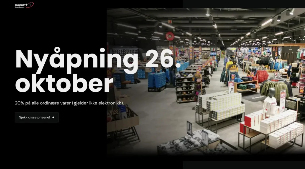 Skjermbilde av nettsidene til Sport 1 Strandtorget