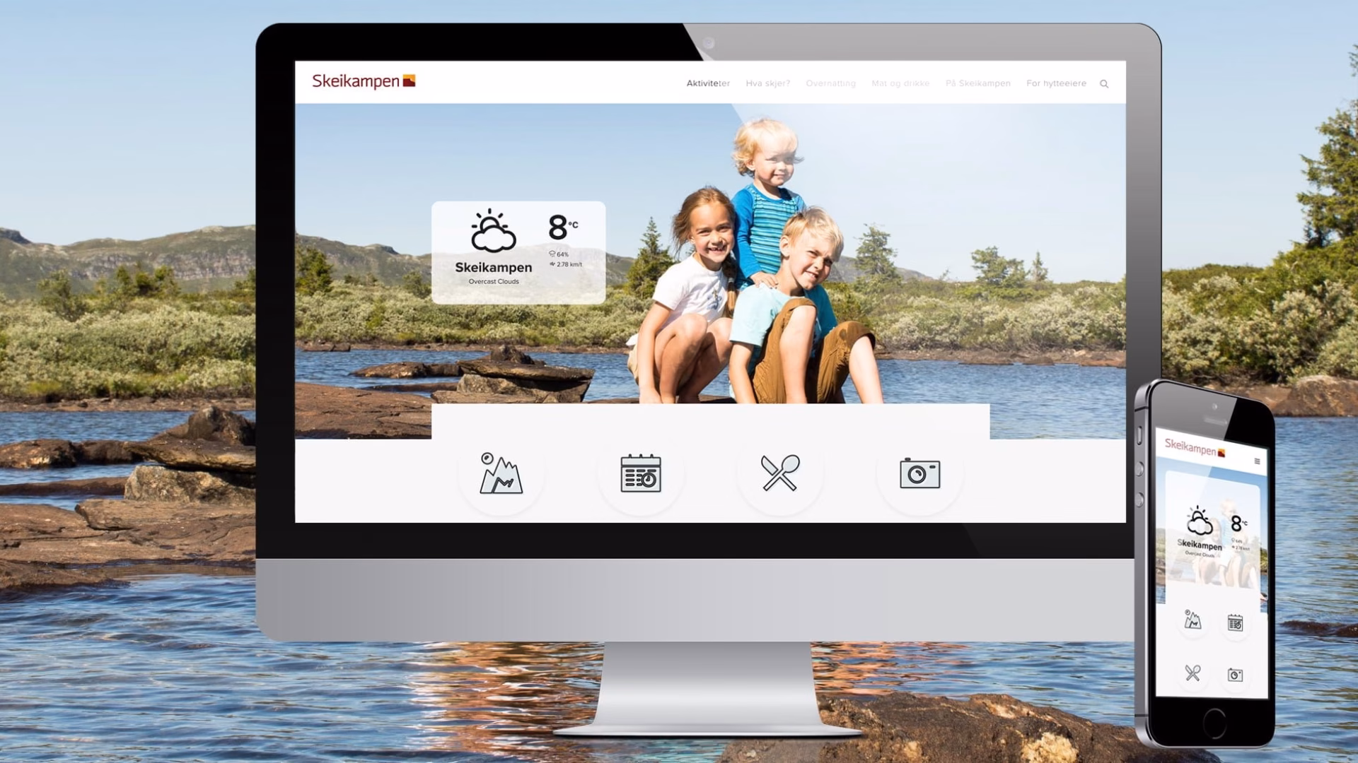 Sommervisning av forsiden på desktop og mobil